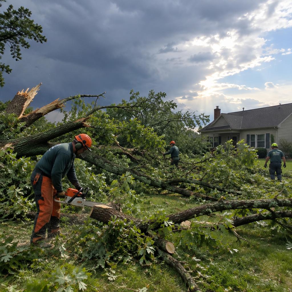 Clearing storm-fallen limbs